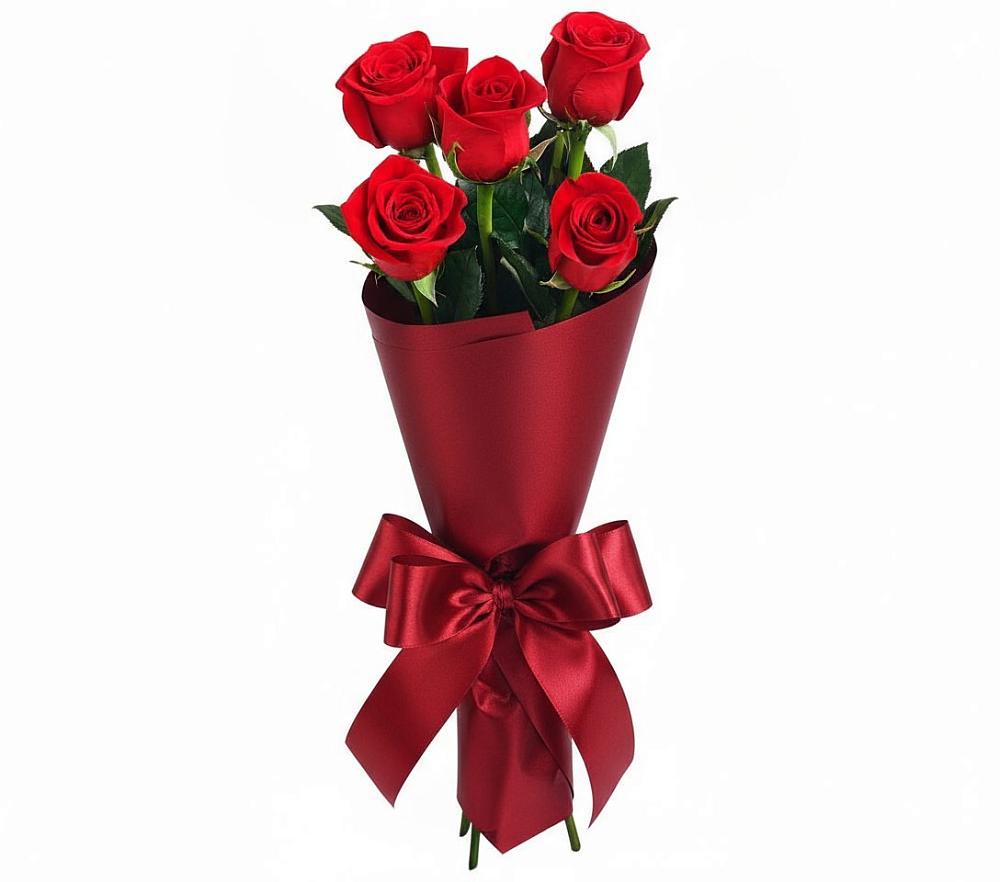 Букет 5 Красных роз Эдлесс Лав в Мезени