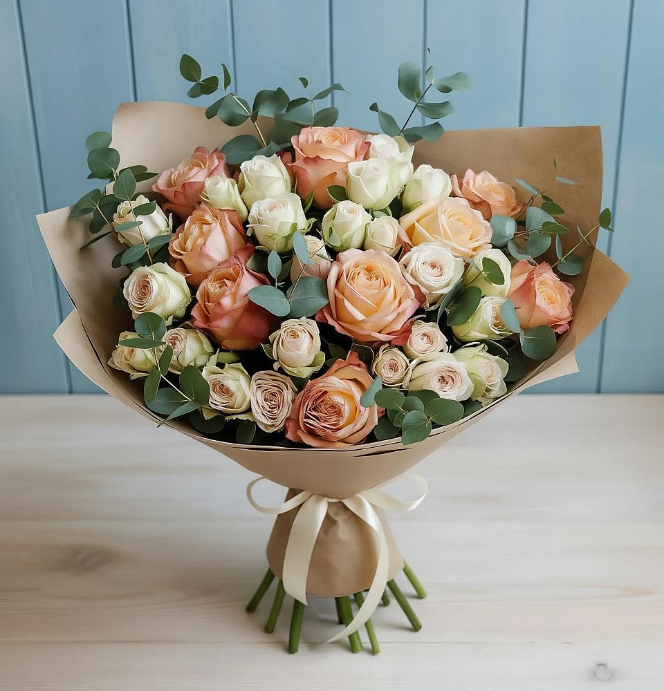 Букет цветов из: Альстромерии и Розы в Мезени