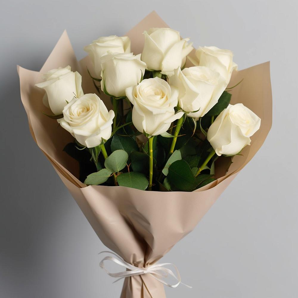Букет 9 Белых роз Эдлесс Лав в Мезени