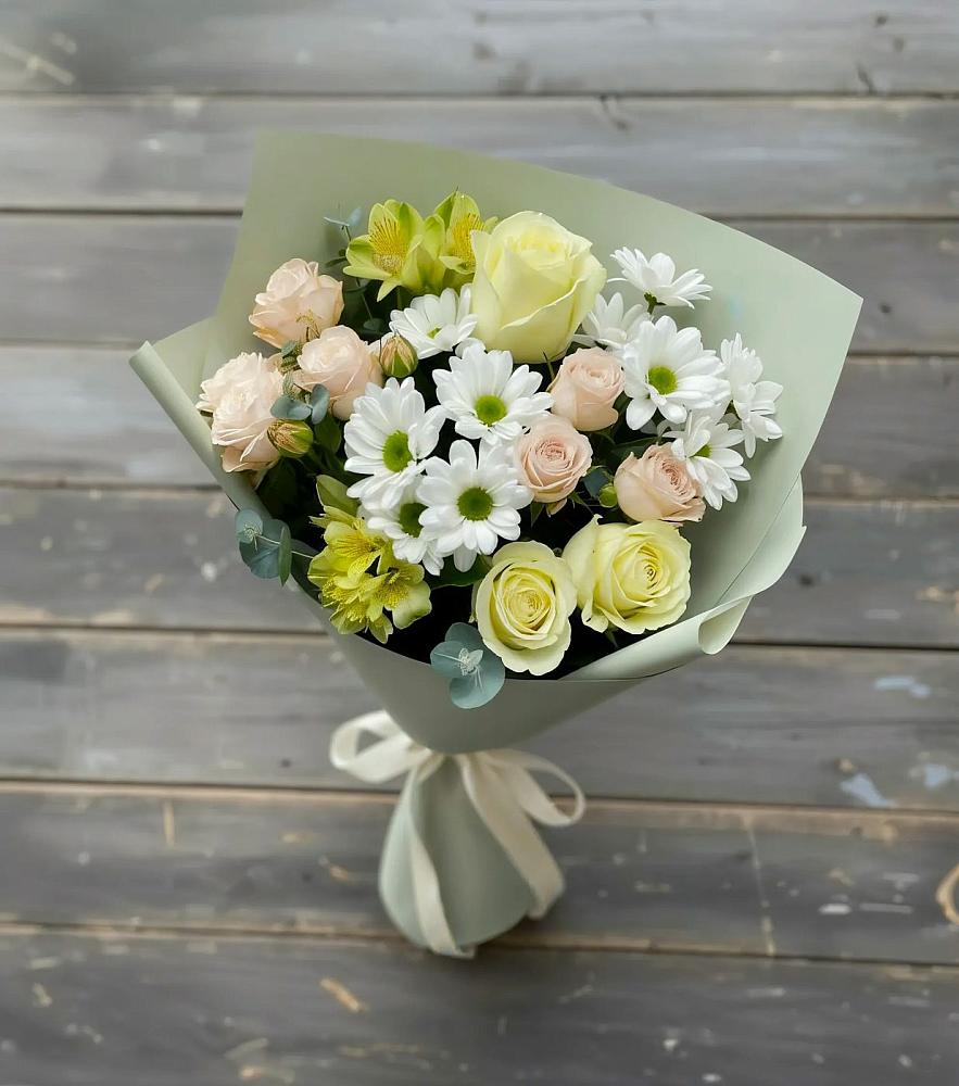 Букет цветов из: Альстромерии, Розы и Хризантемы в Мезени