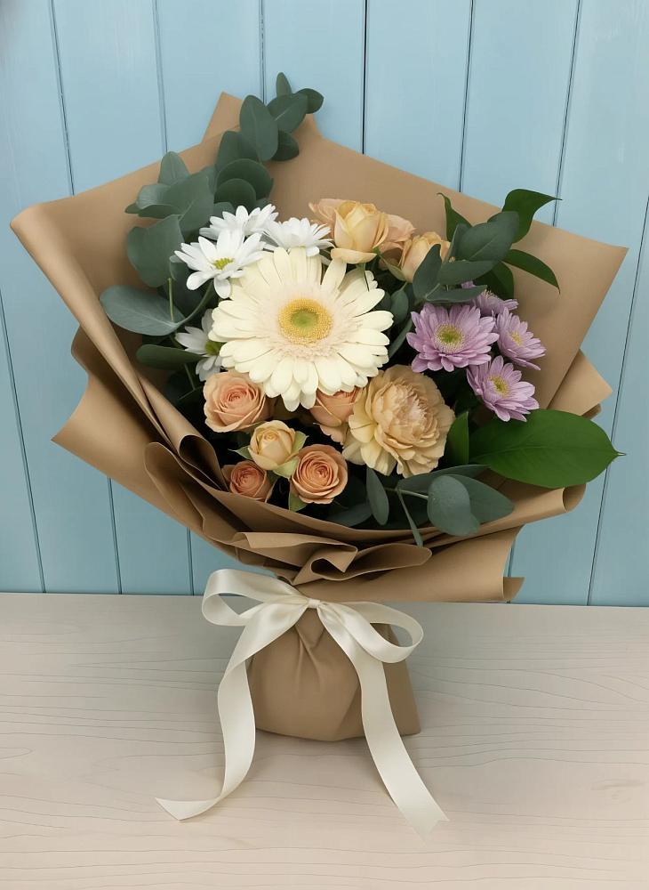 Букет цветов из: Герберы и Хризантемы в Мезени