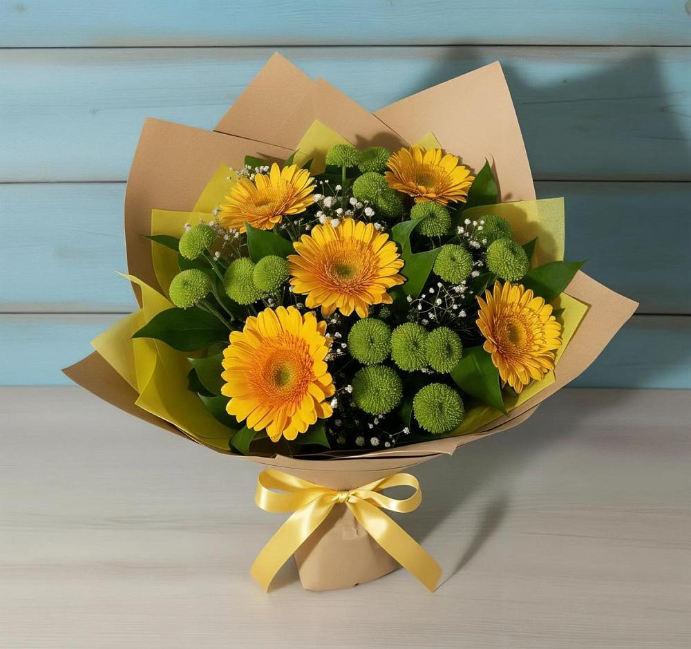 Букет цветов из: Герберы и Хризантемы в Мезени
