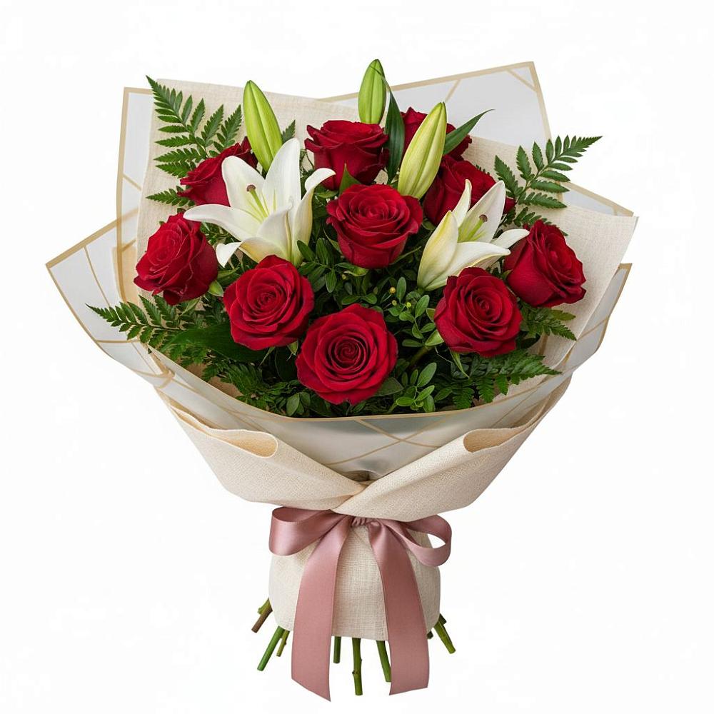 Букет цветов из: Лилии и Розы в Мезени