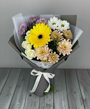 Букет цветов из:  Розы, Герберы и Хризантемы в Мезени
