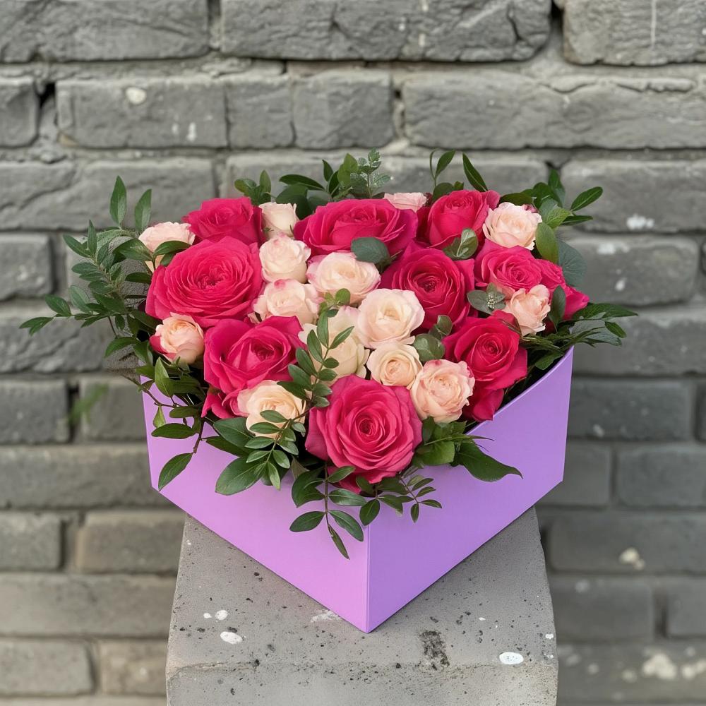Цветочная композиция из Розы в коробке в Мезени