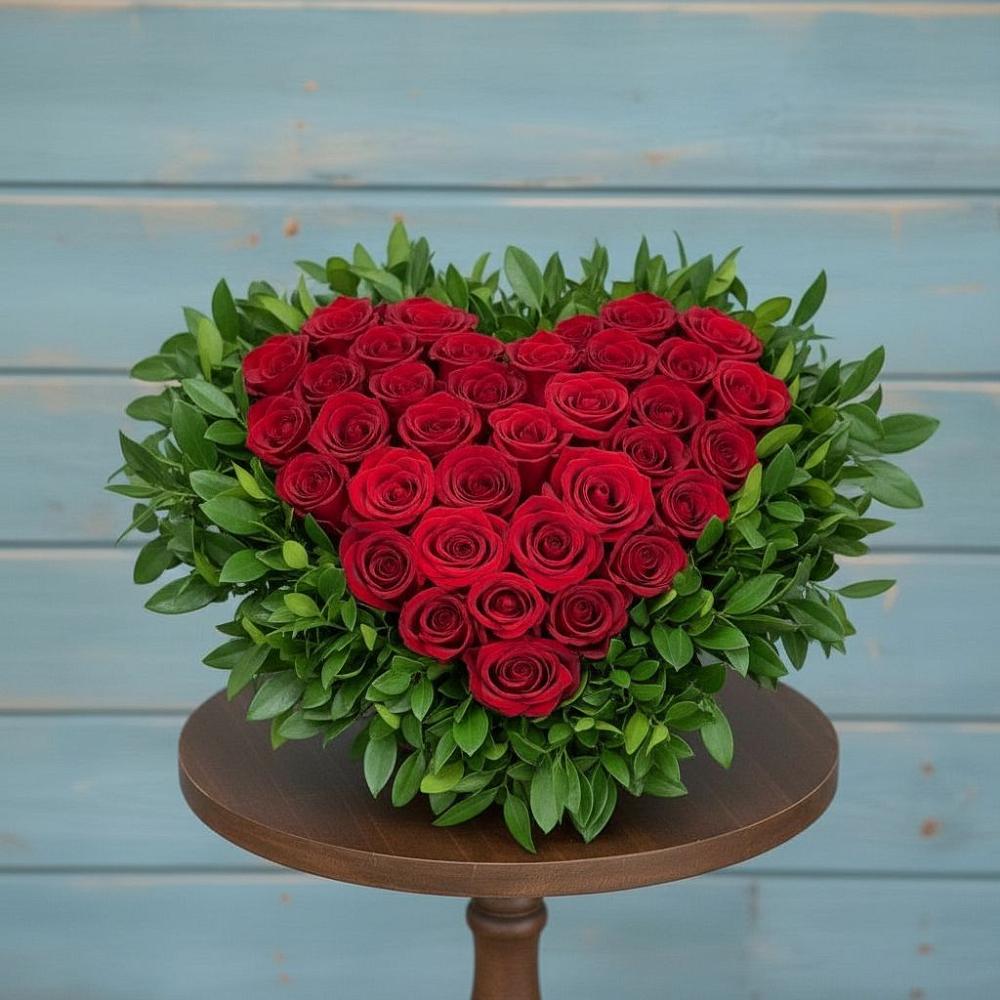 Цветочная композиция из Розы в виде сердца в Мезени