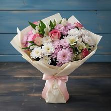 Букет цветов из:  Хризантемы, Альстромерии и Розы в Мезени