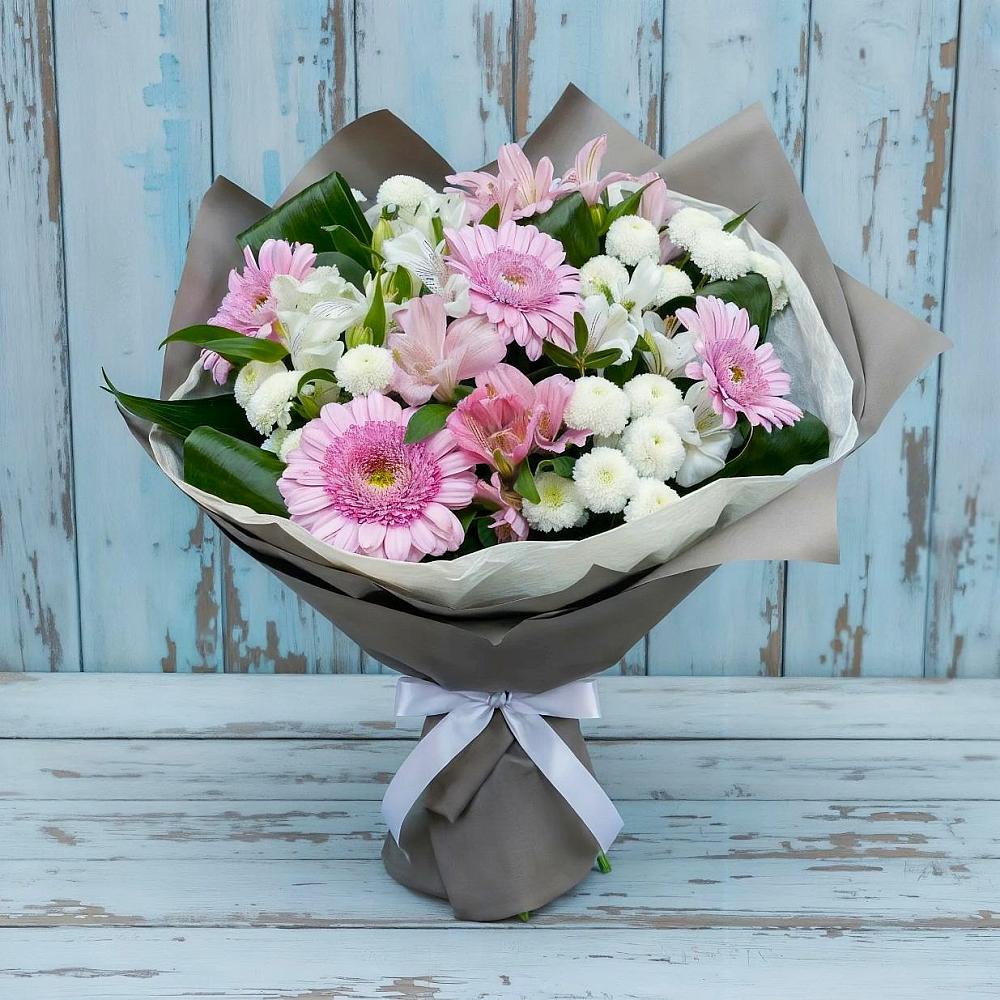 Букет цветов из: Герберы, Альстромерии и Хризантемы в Мезени