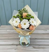 Букет цветов из:  Герберы, Розы и Хризантемы в Мезени
